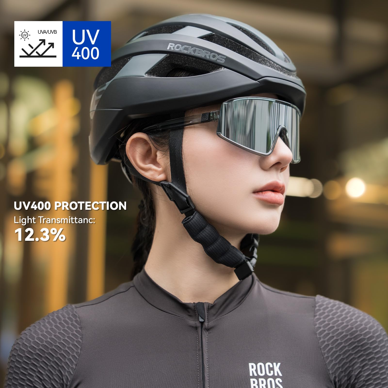 ROCKBROS Occhiali da Ciclismo Polarizzati Uomo Donna, Occhiali da Sole Sportivi Protezione UV400, Nasello Regolabile, Leggero, Attività All'aria per Bici Guida Golf Sci Pesca Corsa