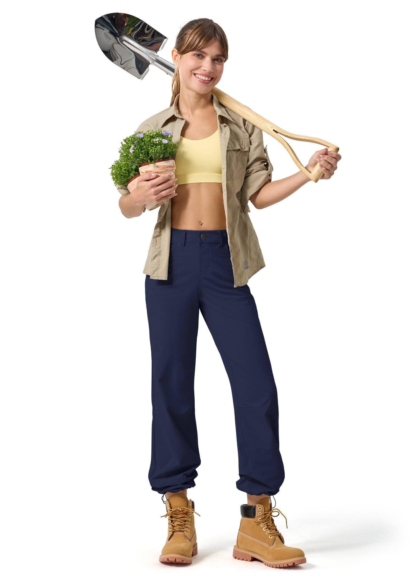 WILLIT Pantaloni da trekking da donna, ad asciugatura rapida, leggeri, resistenti all'acqua, protezione UV, UPF 50+, vita elasticizzata, 74 cm, con 4 tasche