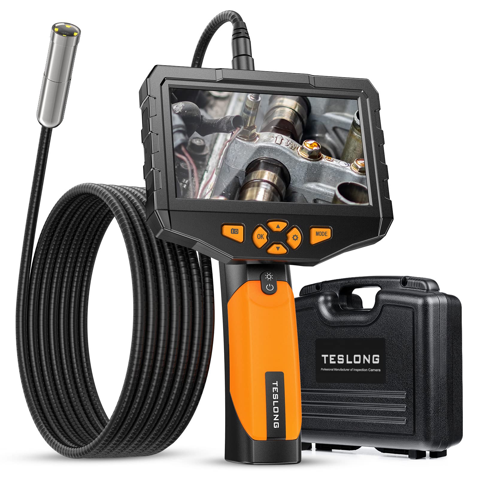 Autofocus Endoscope, Teslong Industrial Borescope Inspection Camera with  Light, Auto Focus Automotive Scope Camera, Home Flexible Waterproof Bore  Fiber Optic Camera Snake for Sewer(5" IPS Screen): Amazon.com: Industrial &  Scientific