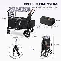 Vista 2 de ELEMARA Cochecito Wagon de 4 Asientos, Cochecito Wagon Premium para 4 Niños, Wagon Plegable Todo Terreno para Niños con Toldo, Manijas Ajustables