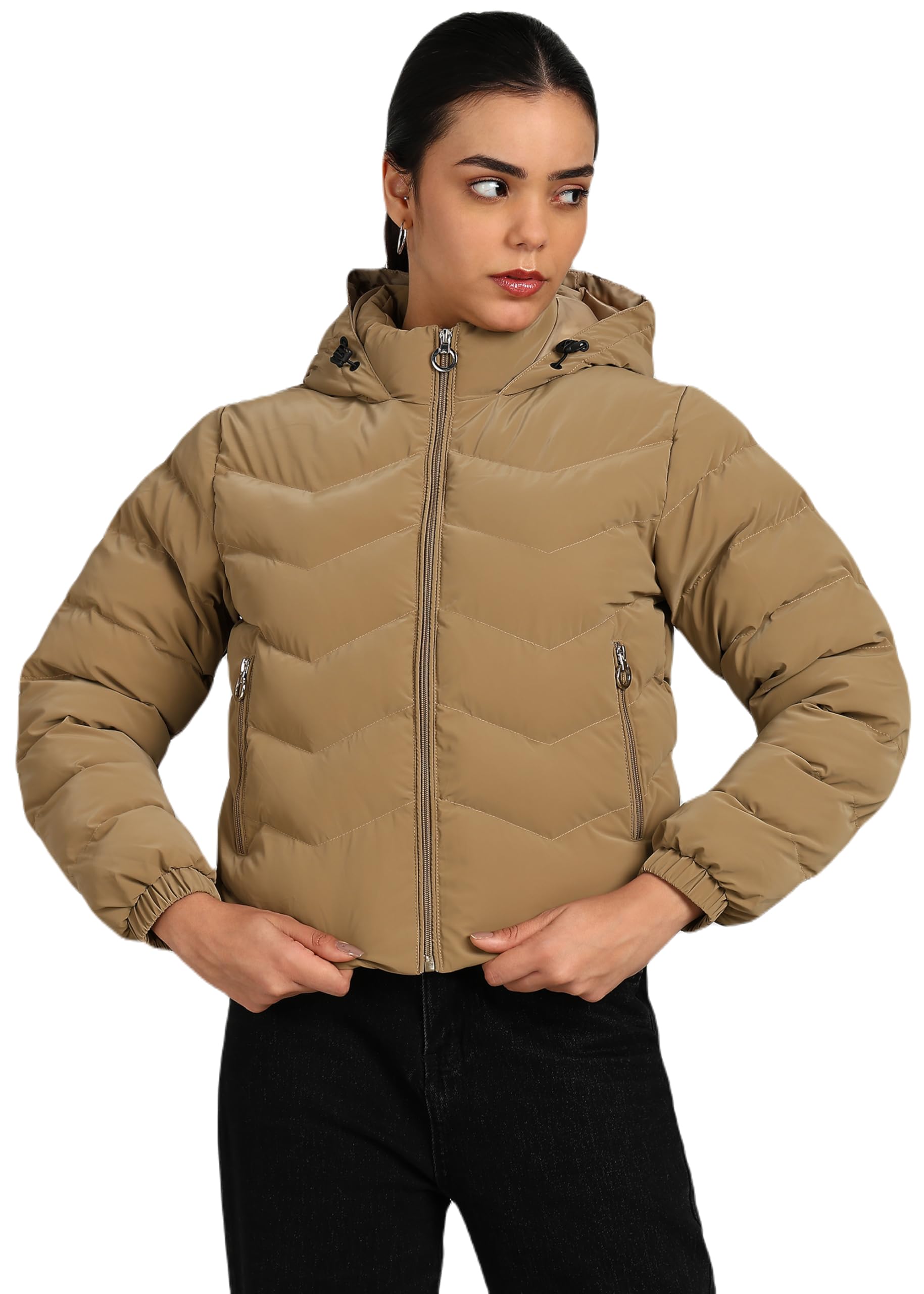 ellipse Women's Water-Resistant Nylon Winter Jacket with Hoodie | Stylish Full Sleeve Jacket for Cold Weather | Perfect for Minus Degree Temperatures-picture-10