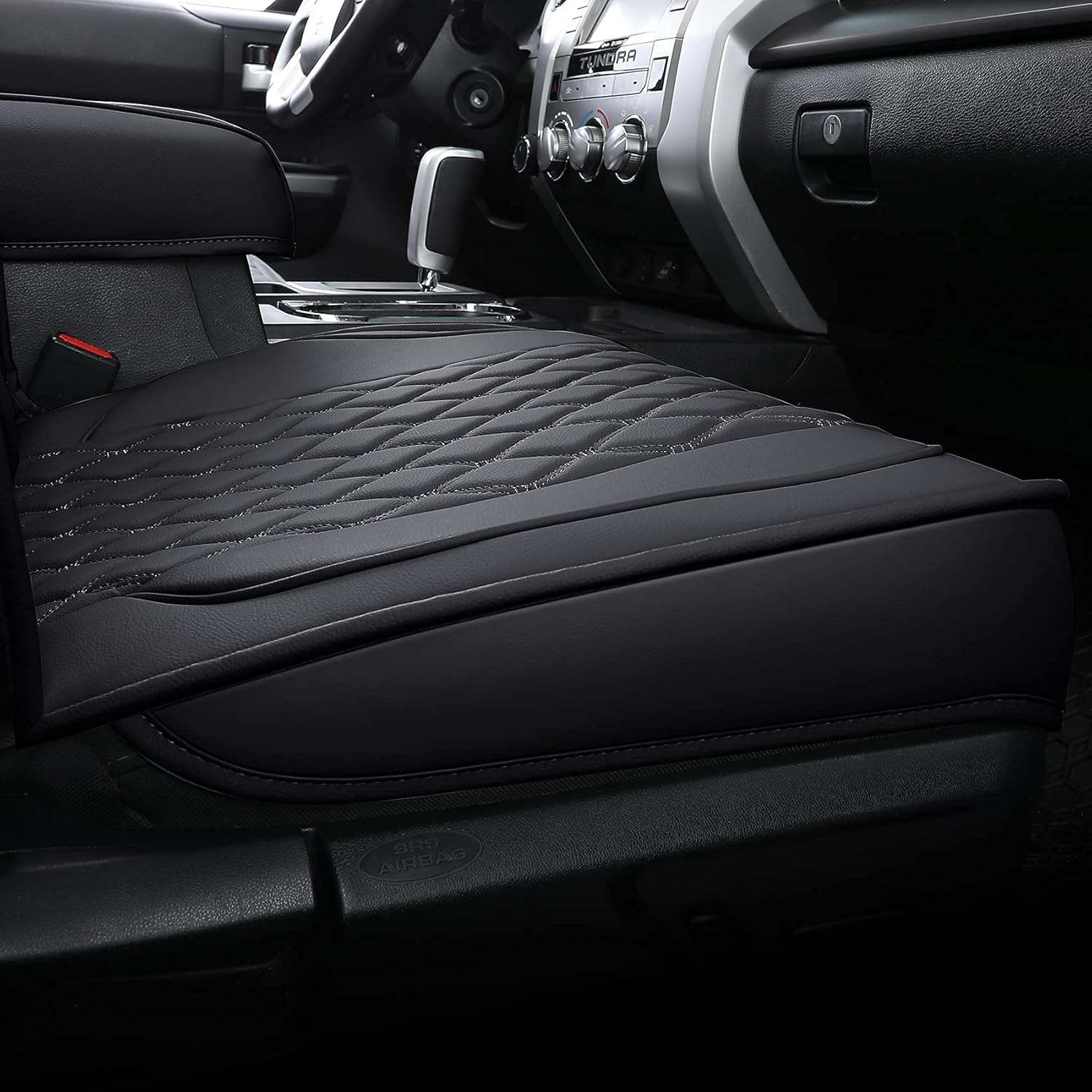LUCKYMAN CLUB 2007-2021 Tundra Pickup Trucks Car Seat Covers X05-T3 Front-only, Fit SR5 SR Platinum TRD PRO Trims Crew/Crewmax/Extended/Double/Regular Cab with Water Proof Faux Leather (Black Front)