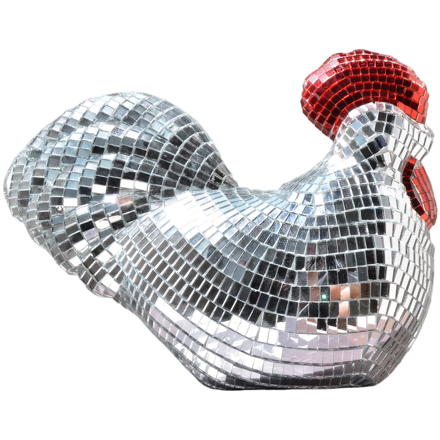 Boule disco poulet miroir rouge argenté pour centre de table festif