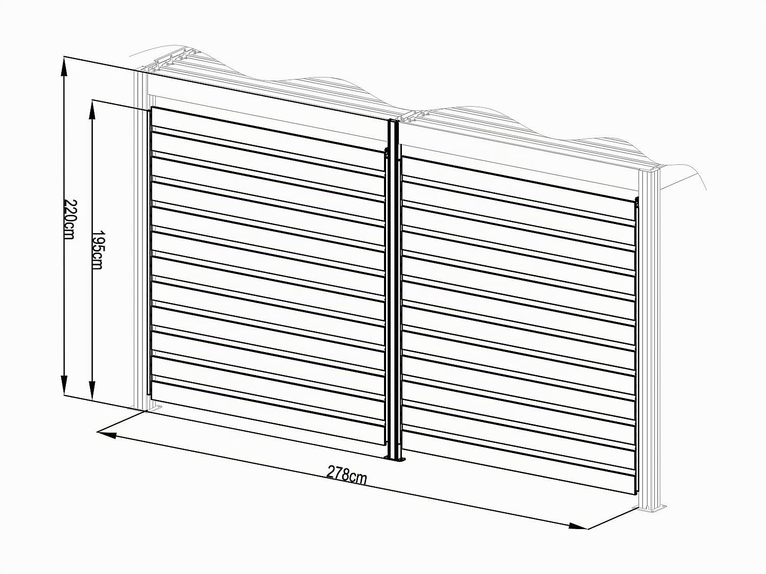 Vente-unique - Claustra Brise Soleil orientable en Aluminium pour pergola bioclimatique Anthracite - L2,78 x H2,2 m - BOLSENA