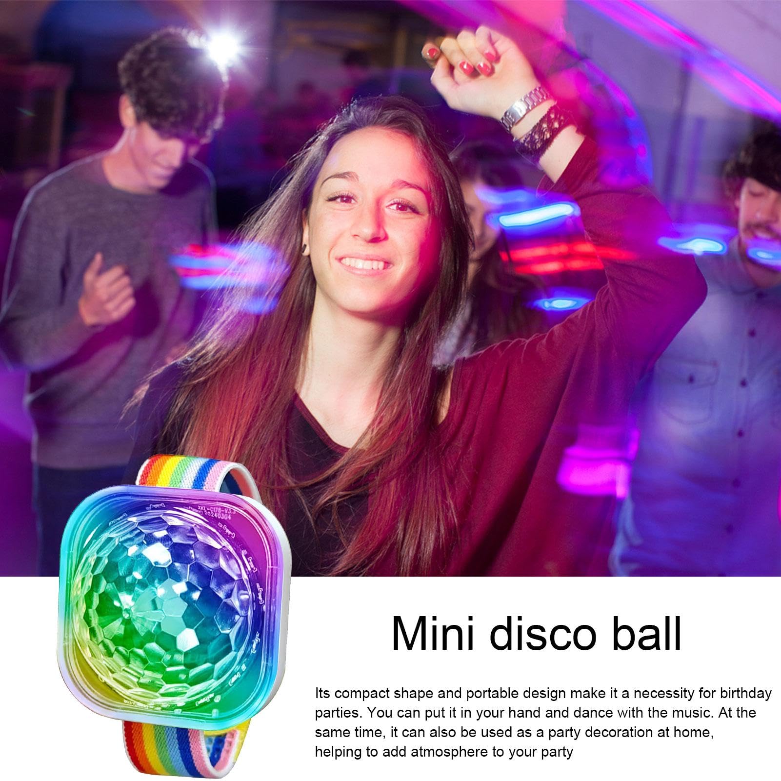 Lumière Disco USB Rechargeable - Réagit Au Son - Pour Fêtes, Maison, Voiture, Anniversaires, Noël - Multicolore