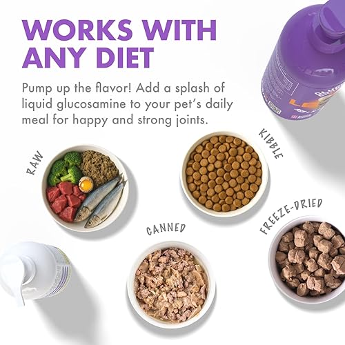 Miniatura 3 de Glucosamina líquida para perros, sabor a tocino, condroitina, MSM y ácido hialurónico, suplemento K9, fórmula de cadera y articulaciones, movilidad