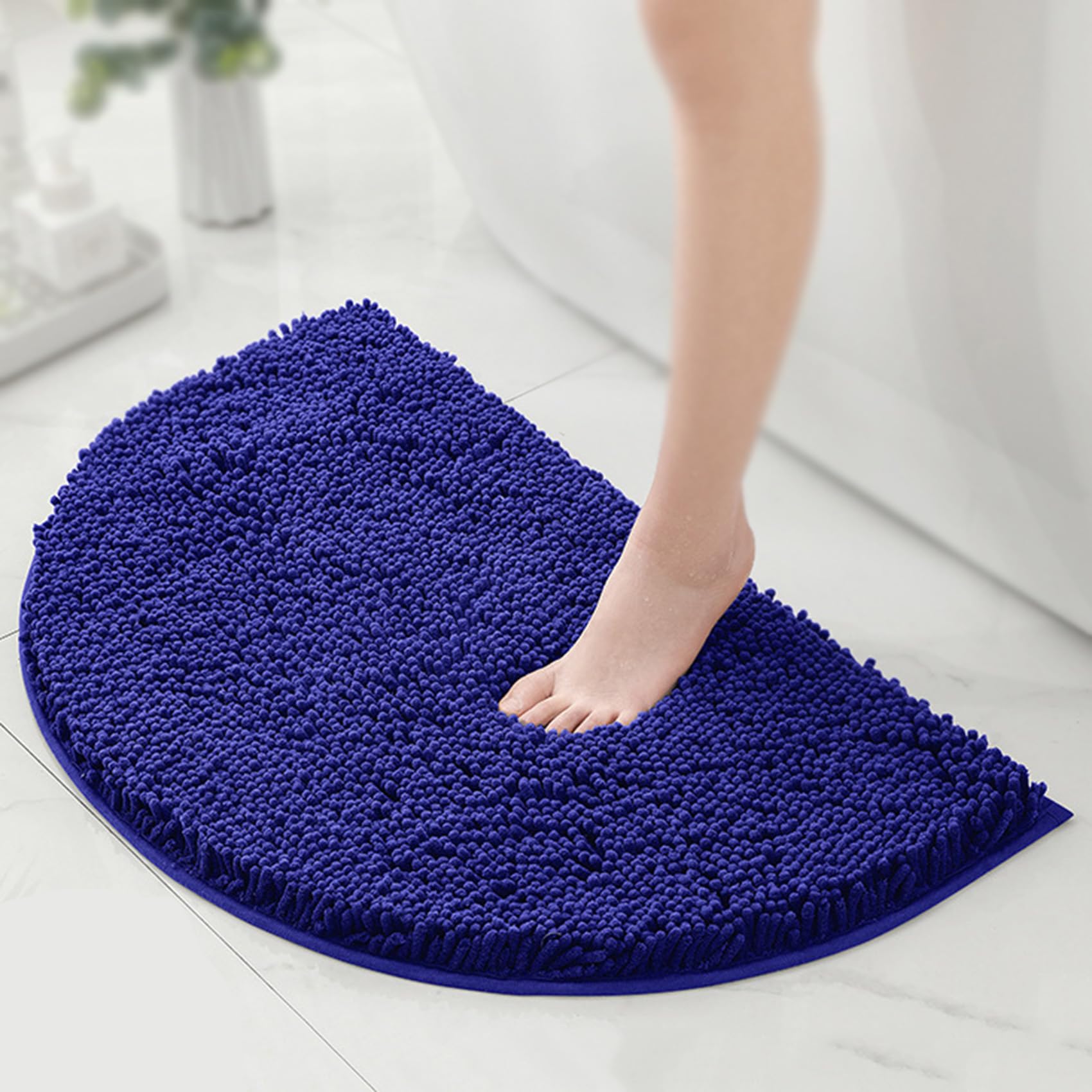 Tapis de bain pour douche, baignoire et cuisine bleu absorbant 50x80