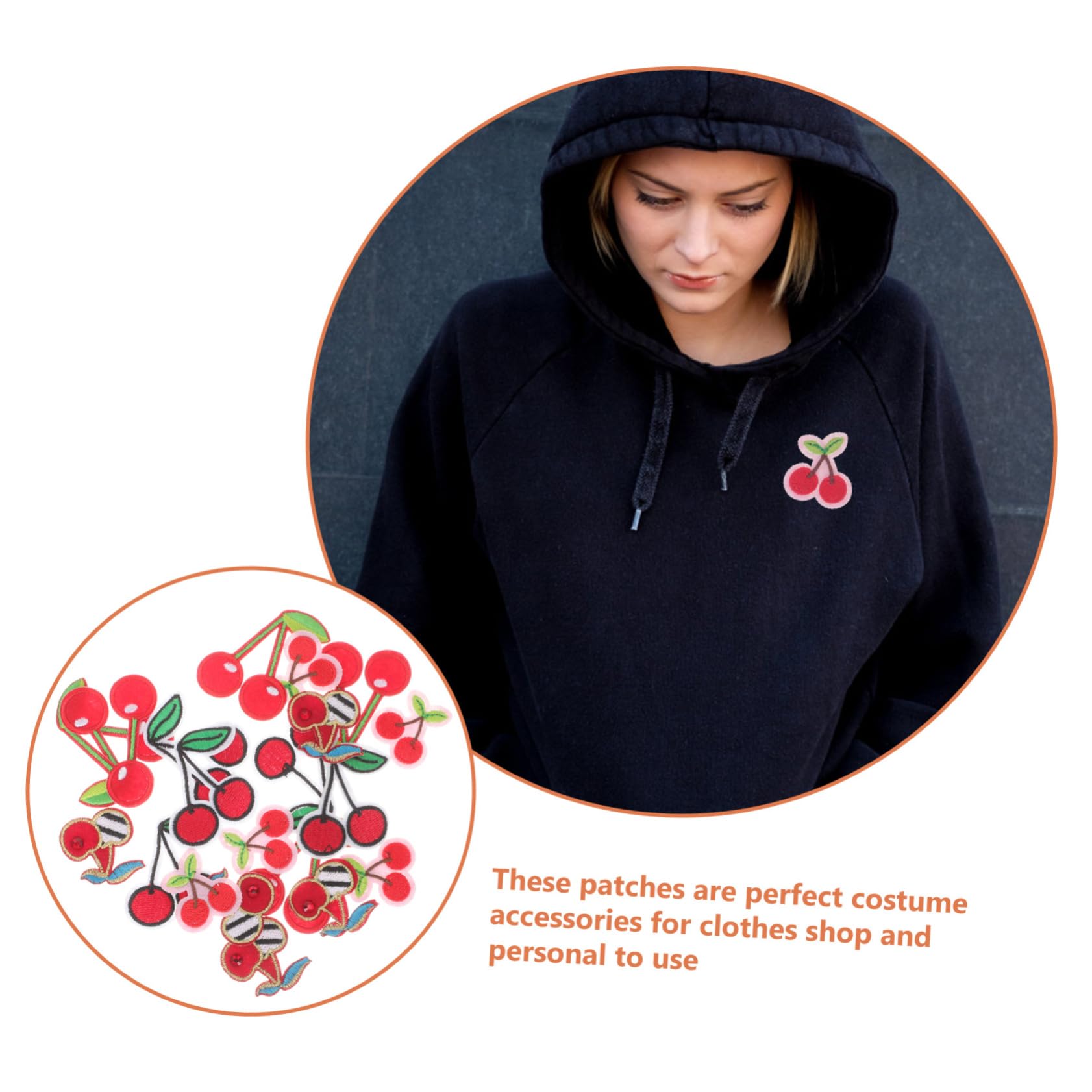 HOODANCOS 80pezzi Toppe Ricamate Ciliegie Per Abbigliamento Patches Termoadesive Per Riparazioni e Decorazioni Per Jeans Magliette e Accessori