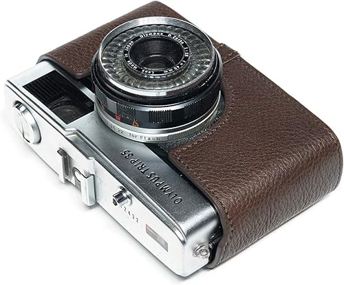 Vista 21 de Trip 35 - Funda de piel auténtica hecha a mano para cámara Olympus Trip 35 con correa de mano (negro)