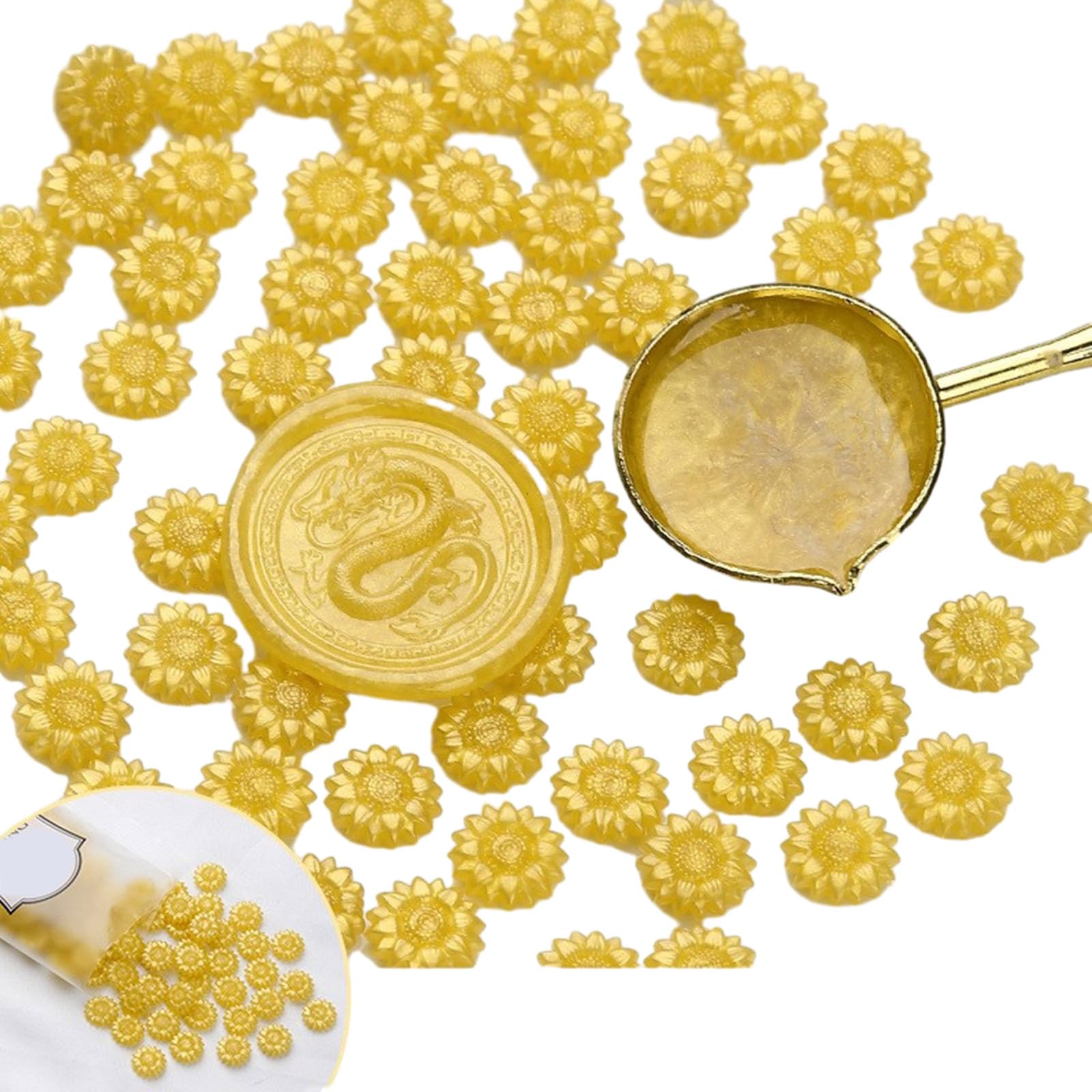 Buxuaaaa 100 Pieces Flower Wax Seal Beads Glitter Sealing Wax Bead for Seal Stamp Seals Cards Decoration