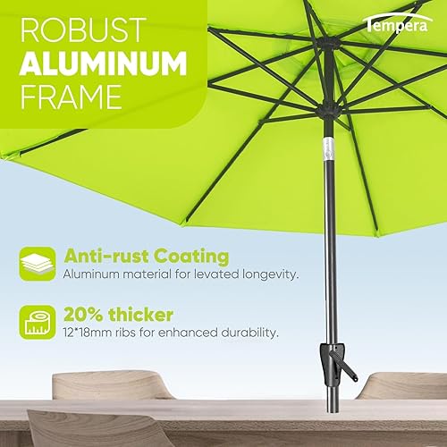 Miniatura 4 de Tempera 9 FT Patio Market Outdoor Table Umbrella with Auto Tilt and Crank, Large Sun Umbrella with Sturdy Pole & Fade Resistant Canopy, Easy to Set