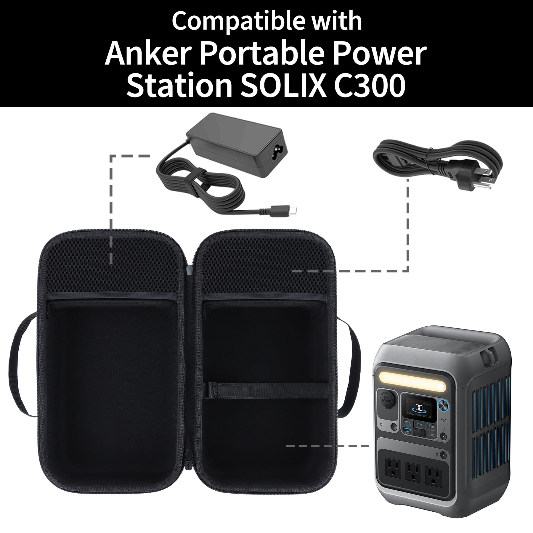 Duro Protectora Funda Compatible con Anker SOLIX C300 Portable Power Station