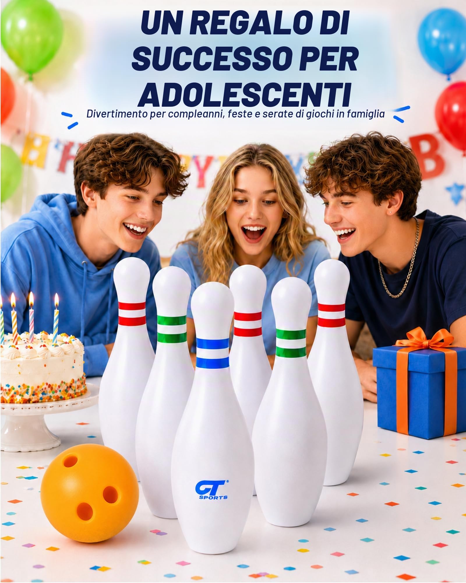Set di bowling gigante per adulti – 6 birilli jumbo, palla e borsa da trasporto – Gioco per prato all'aperto e al chiuso – Gioco per feste in giardino, barbecue, team building ed eventi