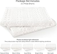 Vista 208 de PHF Fundas de almohada 100% algodón con tejido de gofre de 24 x 24 pulgadas, paquete de 2 fundas cuadradas para decoración elegante del hogar, sin