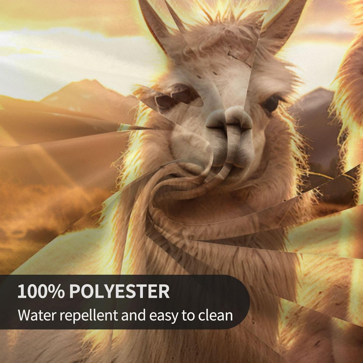 Alpaca Llama2 Print Wrinkle Free Dining Table Cover for Birthday Party Farmhouse Tablecloths Up to 60 x 60 Inches