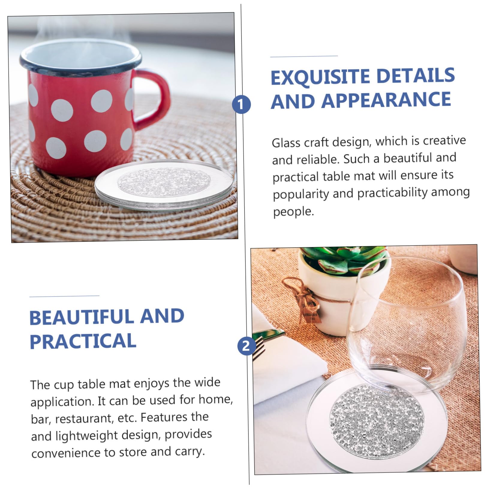 DECHOUS Set 4 Sottobicchieri in Trasparente Rotondi Design Leggero e Isolante Termico, per Casa e Bar Stile Semplice e Creativo