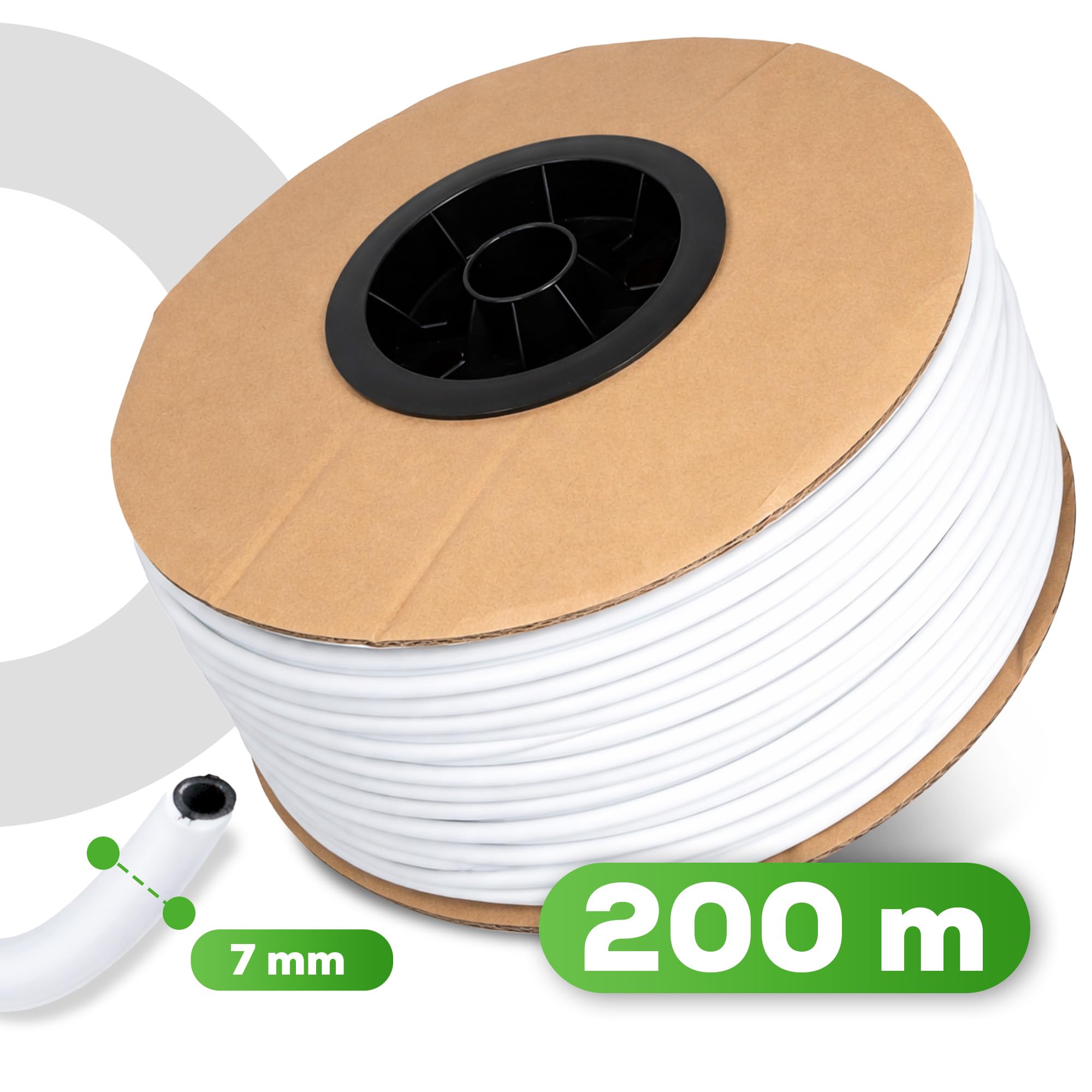 Instalguru Tubo PE 7 mm x 200 m Tubazione Polietilene Irrigazione Giardino Ala Gocciolante Linea Alimentazione Acqua Bianca Impianto Aspersione Microirrigazione Tubo Flessibile