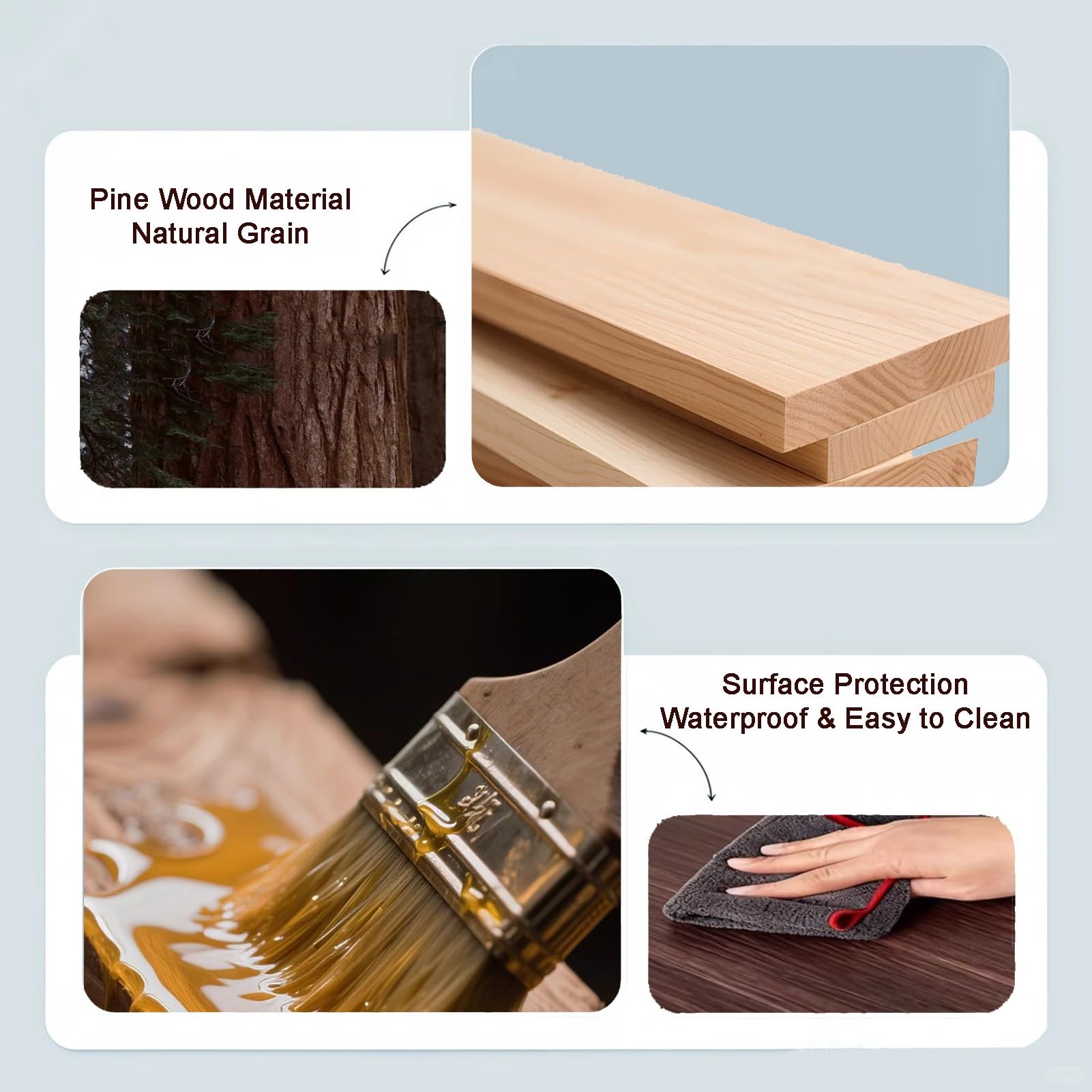 Piano Tavolo Legno Massello Pino su Misura, Top Scrivania DIY E Banco da Lavoro, Mensola Legno Trattato, Pannello Superiore per Mobile Adatto A Vari Piedi per Tavolo