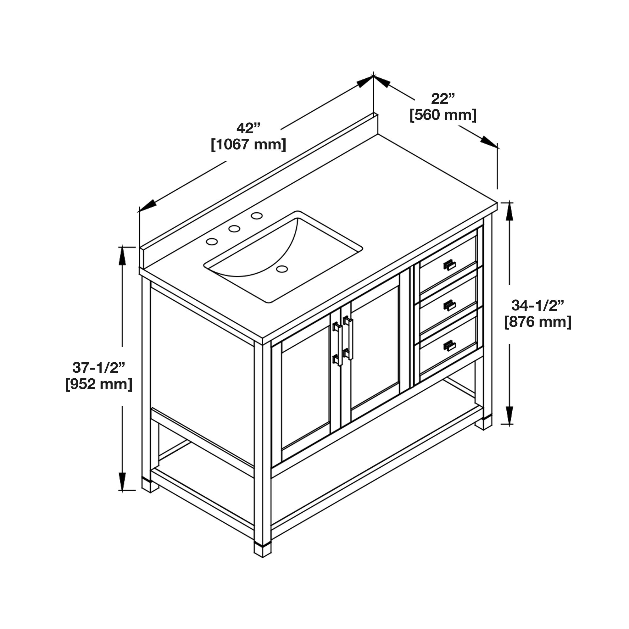 Ove Decors Stanley 42 inch Bathroom Vanity Combo Freestanding Bath ...
