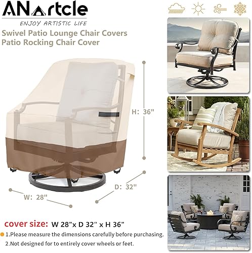 Miniatura 29 de Paquete de 2 fundas para sillas reposeras y muebles de exteriores, impermeables, 33 pulgadas de ancho x 35 pulgadas de profundidad x 38.5 pulgadas