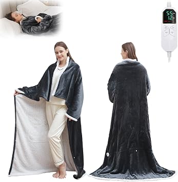 2026 New Wearable Heated Blanket, Heated Blanket with Foot Pocket, Heateds Bathrobe, 8 Heating Levels Setting, 6 Hours Auto Shut Off, for Women Men 1PC