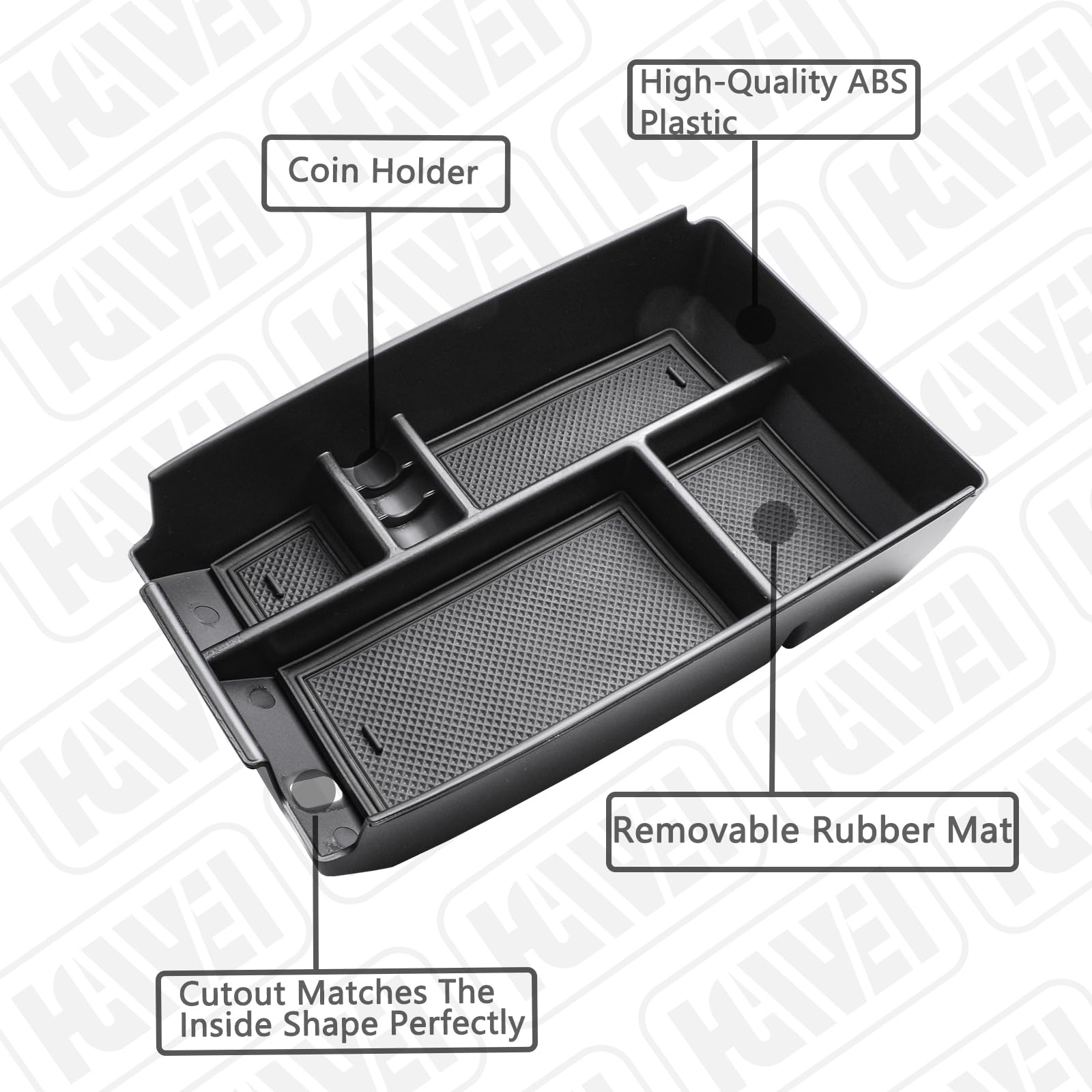 Center Console Organizer Tray Compatible with Ford Escape 2020-2025/Bronco Sport 2021-2025 Accessories, Insert Container ABS Secondary Armrest Storage Box (Not for U725 2-Door), Black