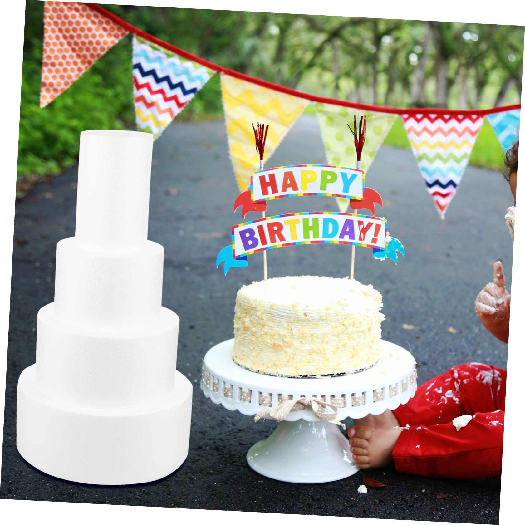 SEWACC Kit de 4 Modèles de Gâteaux en Mousse Blanche DIY, Accessoires Créatifs en Bipeltate pour Décorations et Supports Photo, pour Cours d'art Garçon et Filles