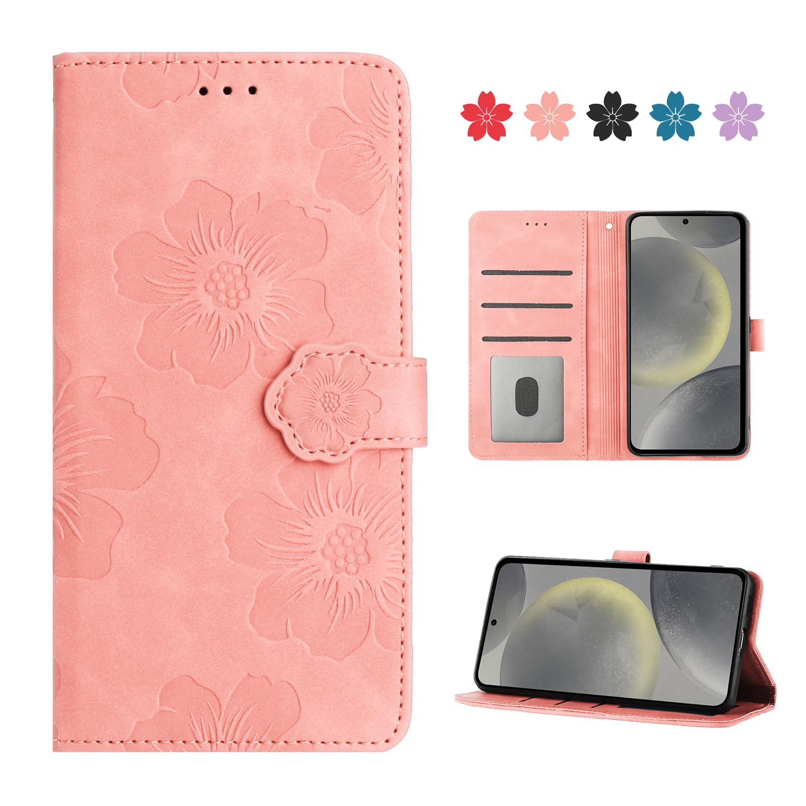 CASAFUNY 向けの Galaxy S23 FE ケース手帳型 人気 耐衝撃 本革レザー カバー サムスン ギャラクシーS23 FE ケース 手帳型 おしゃれ 保護カバー ギャラクシー SCG24 携帯カバー かわいい 美しい桜の柄 galaxyS23FEスマホケース お洒落 カード収納 マグネット式 スタンド機能 軽量(ピンク)