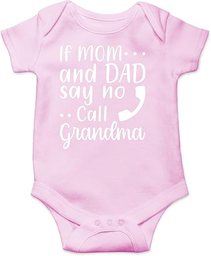 CBTwear If Mom and Dad Say No Call Grandma - Divertido nuevo nieto - Lindo mono de bebé de una pieza para bebé