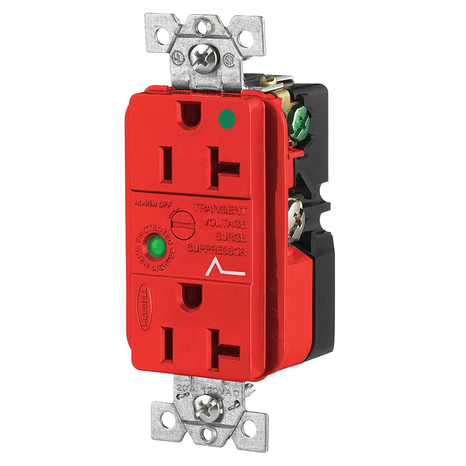 Surge Protective Devices, SPIKESHIELD Hospital Grade Surge Suppression Receptacle, Duplex, 20A 125V, 5-20R, Red