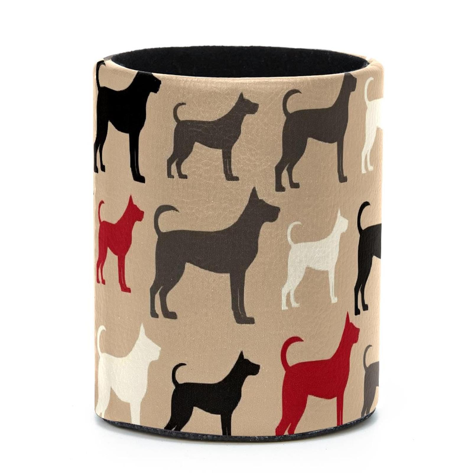 VAPOKF Round Pencil Holders for Desk, Dog silhouettes Pen Holders Pen Pot Makeup Brushes Storage Desktop Stationery Supplies Organiser for Home Office