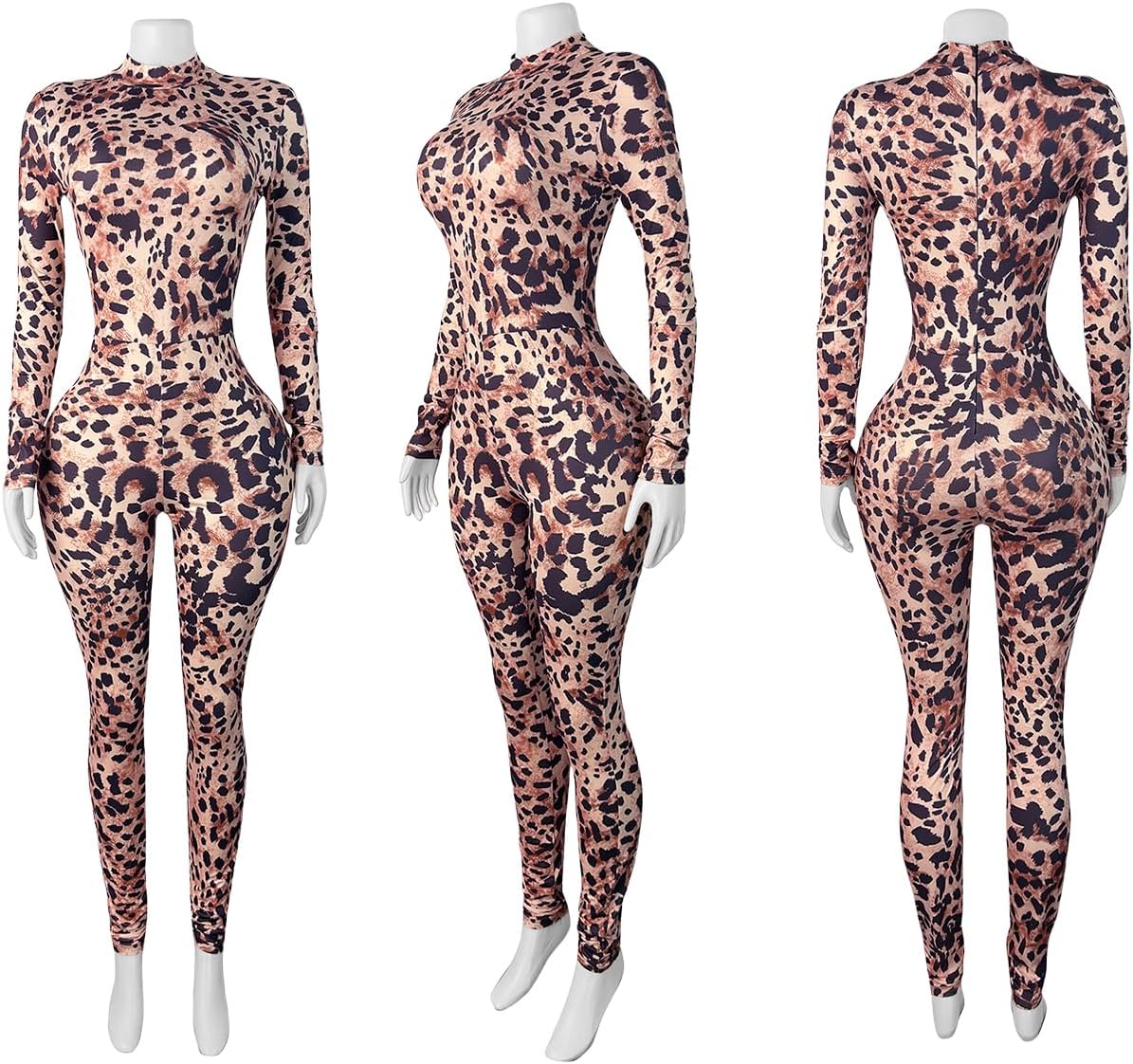 XZLUFNY Sexy Club Outfits for Women Y2K Leopard Jumpsuit High Waisted Slim Fit One Piece Bodysuits (Long, M) - Image 4