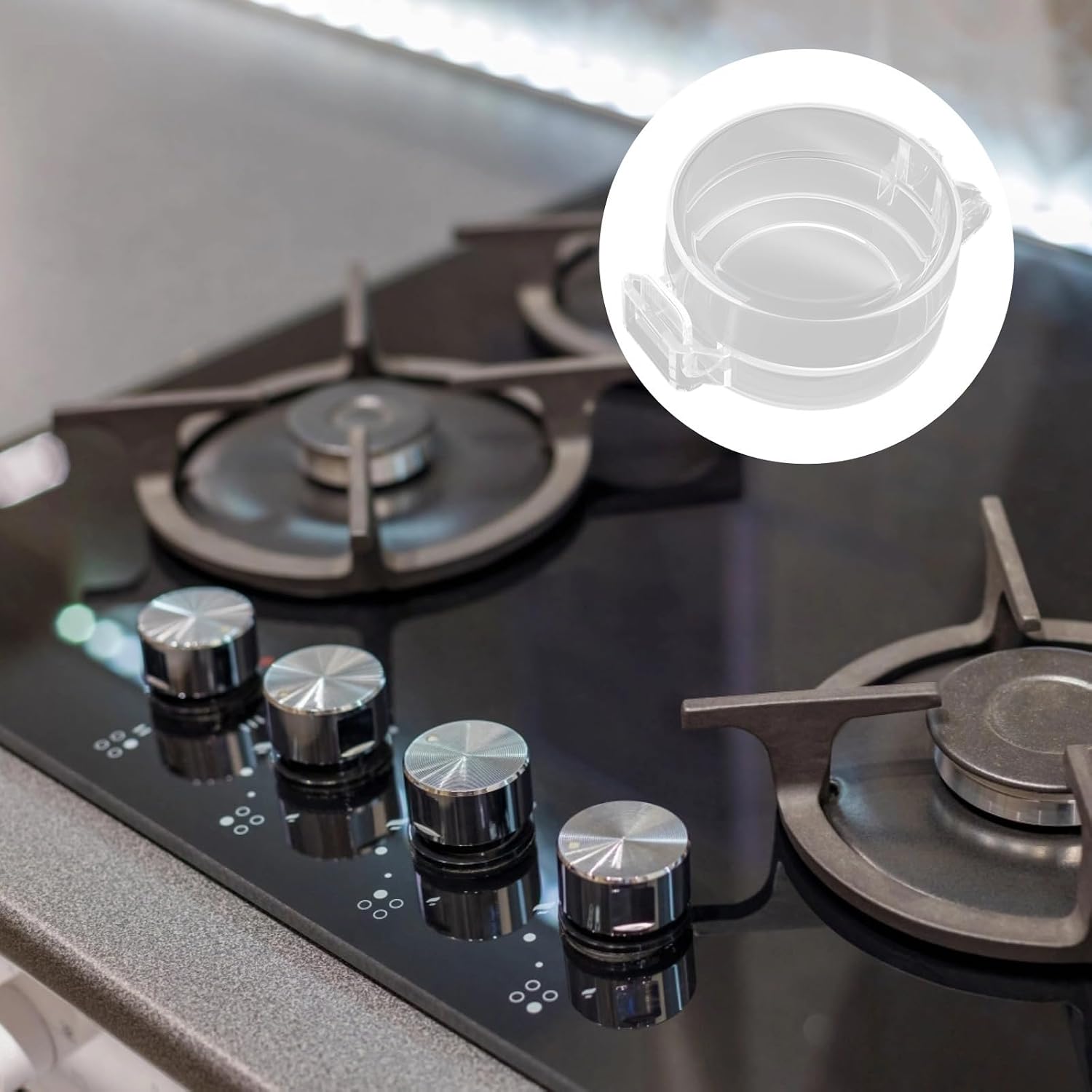 5 Pack Stove Knob Covers, Childproof and Pet-Resistant, Adhesive Gas Stove Safety Caps, Heatproof, Secure Lid