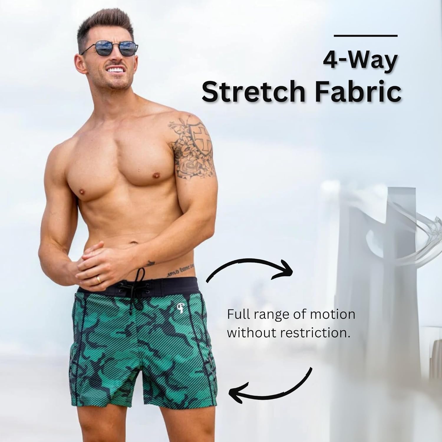 Tucann Men's Trunks 5" Compression Liner Quick Dry Zipper Pocket Chlorine Resistan 4 Way Stretch Camouflage Shorts for Men