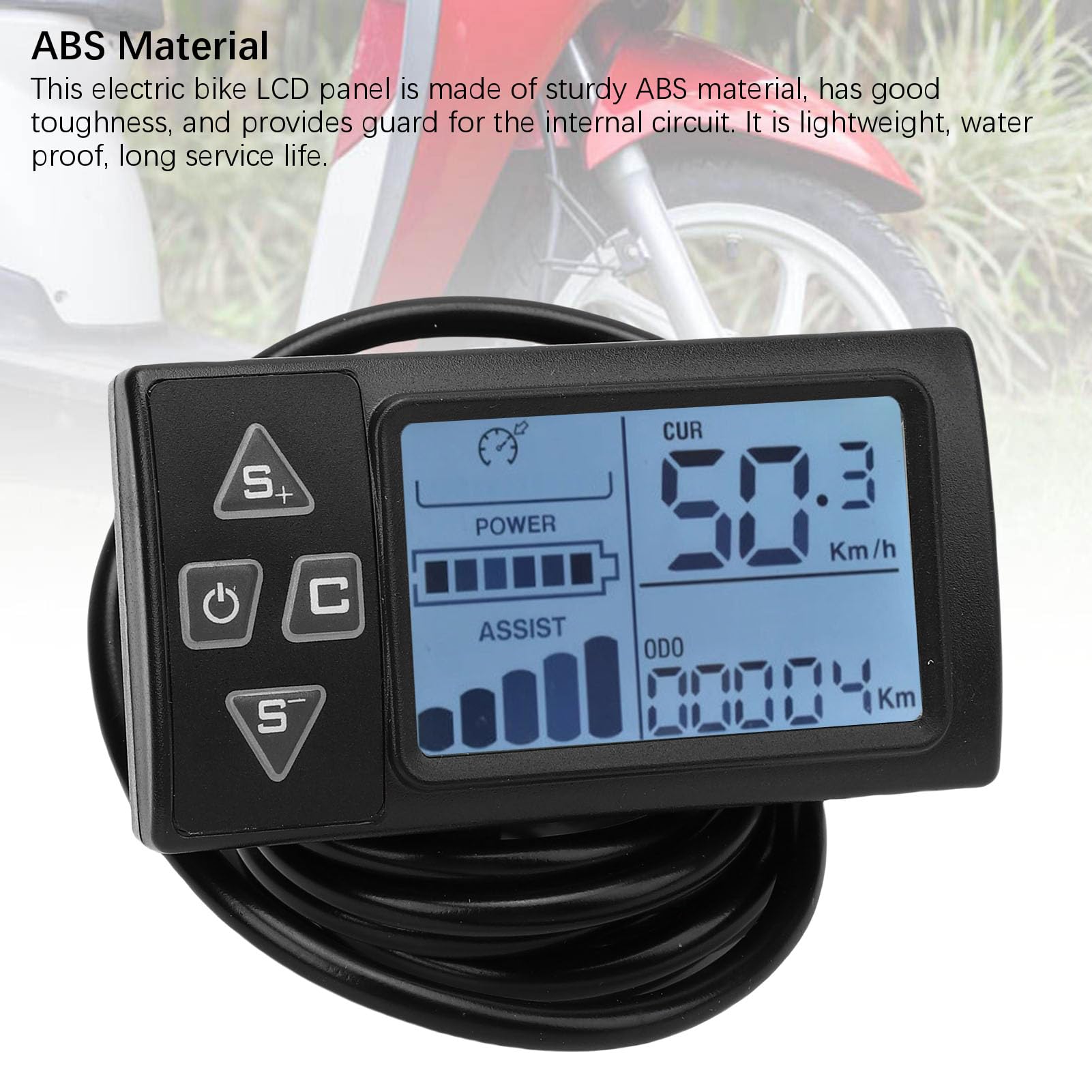 Pyhodi S861 Electric Bicycle LCD Display Metter, E Bike LCD Panneau de Commande Panneau de Commande Bicycle de Vitesse Odomètre avec Connecteur SM pour Le Scooter électrique