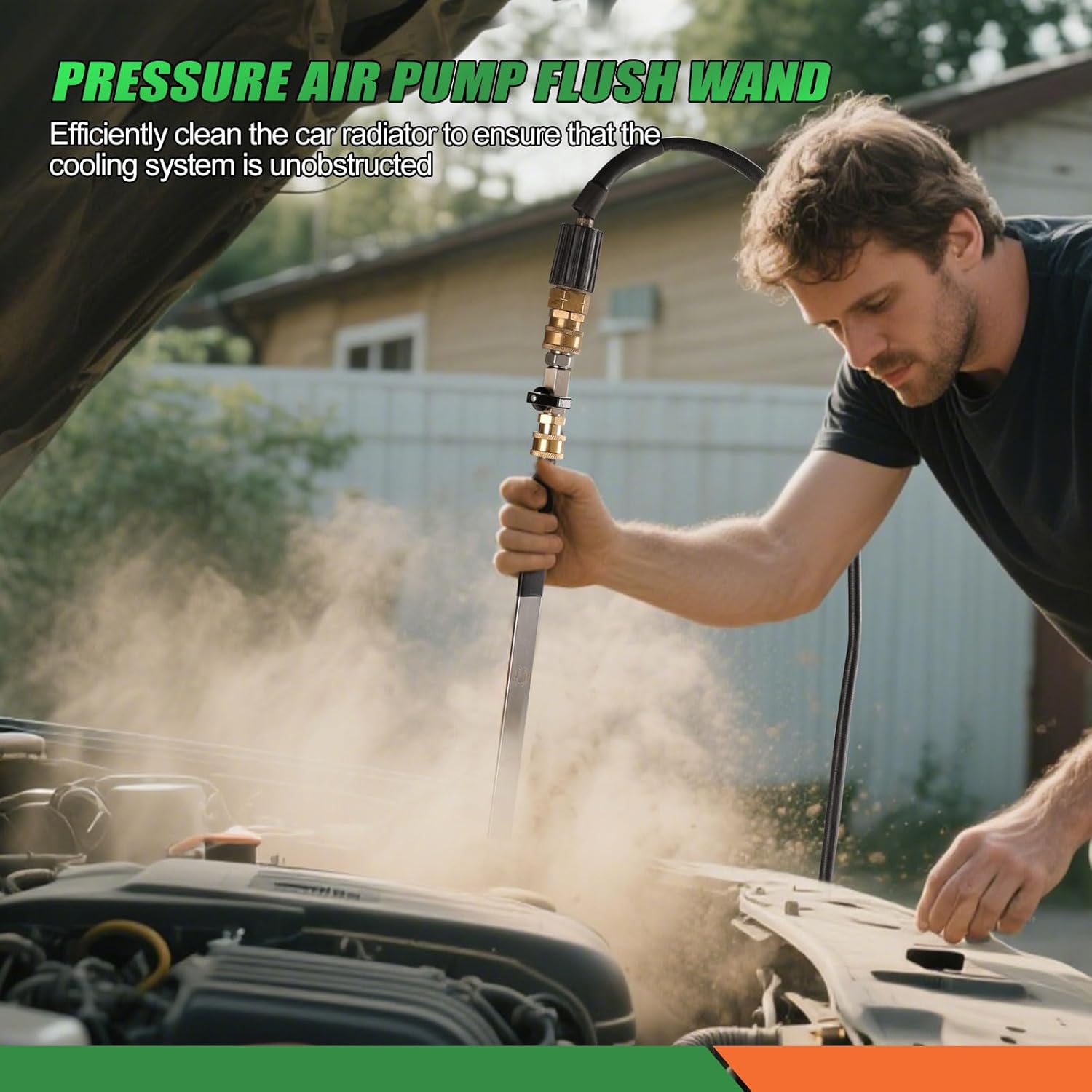 24 Inch Pressure Washer Wand for Car Radiator Cleaning Tools, Dual-Use Radiator Cleaner Wands for Pressure Washer & Pressure Air Pump Flush Car Truck Radiator Power Washer Wand with 4 Nozzle Tips