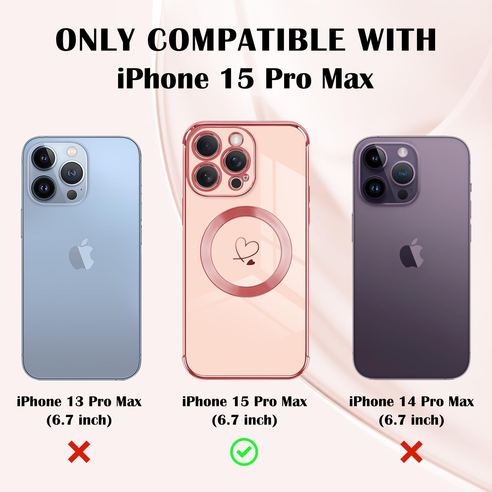 Dawkoi Custodia IPhone 15 Pro Max Con Cuore – Compatibile MagSafe – Protezione Antiurto – Blu - 3