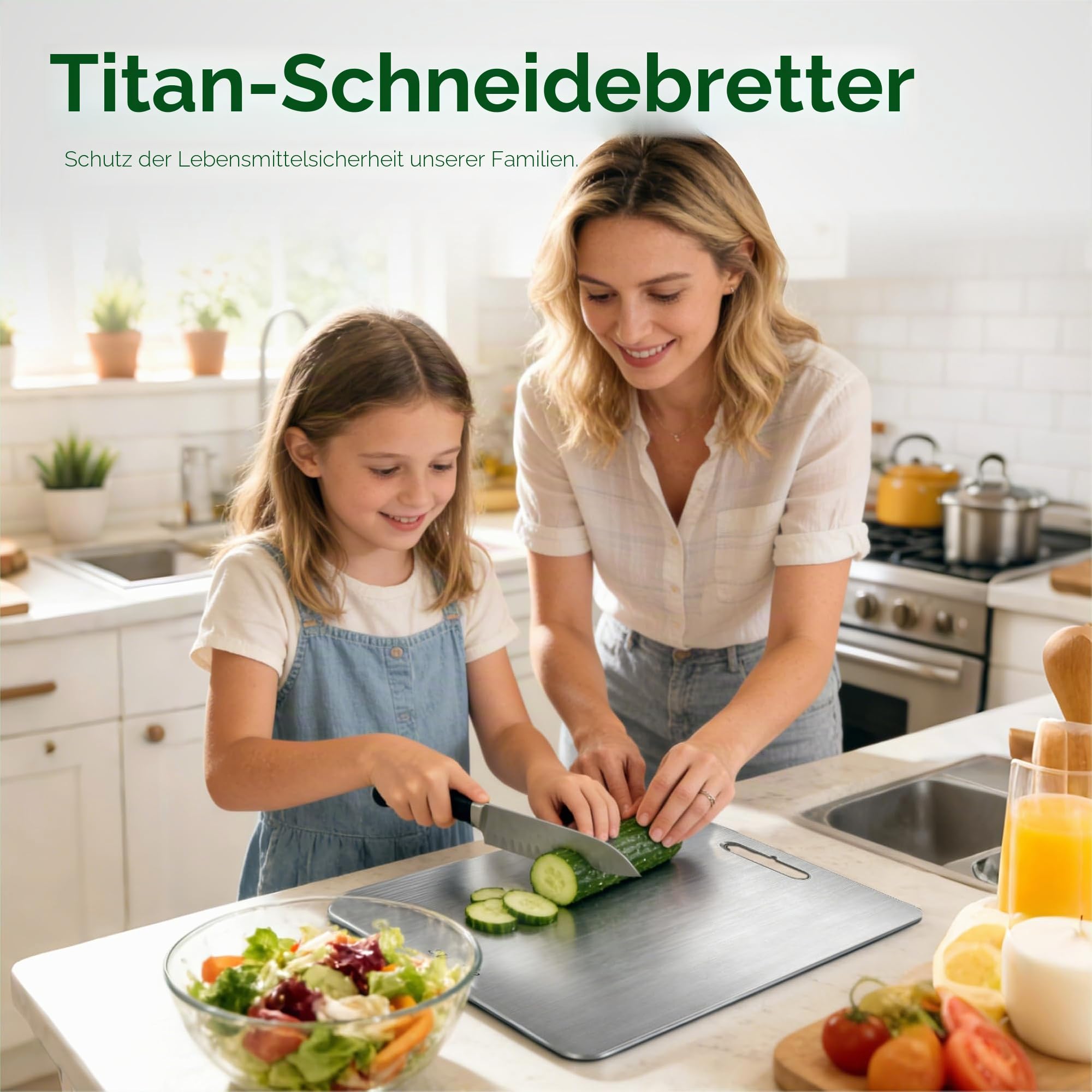 Titan-Schneidebretter 3er Set, 100% reines Titan, Schneidebretter für Küche, doppelseitiges Schneidebrett in Lebensmittelqualität, zum Schneiden von Fleisch, Gemüse, Obst, spülmaschinenfest