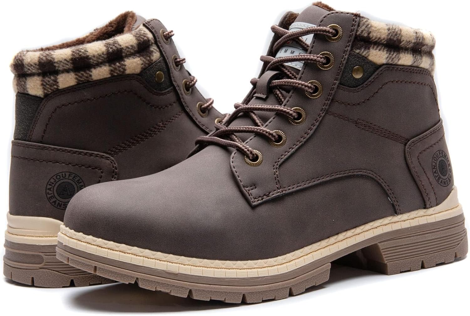 ANJOUFEMME Womens Hiking Snow Winter Boots - Outdoor Waterproof Lightweight Ankle Boots for Women Work Backpacking Boots FNW110-FNW08-BEIGE-6 - Image 7