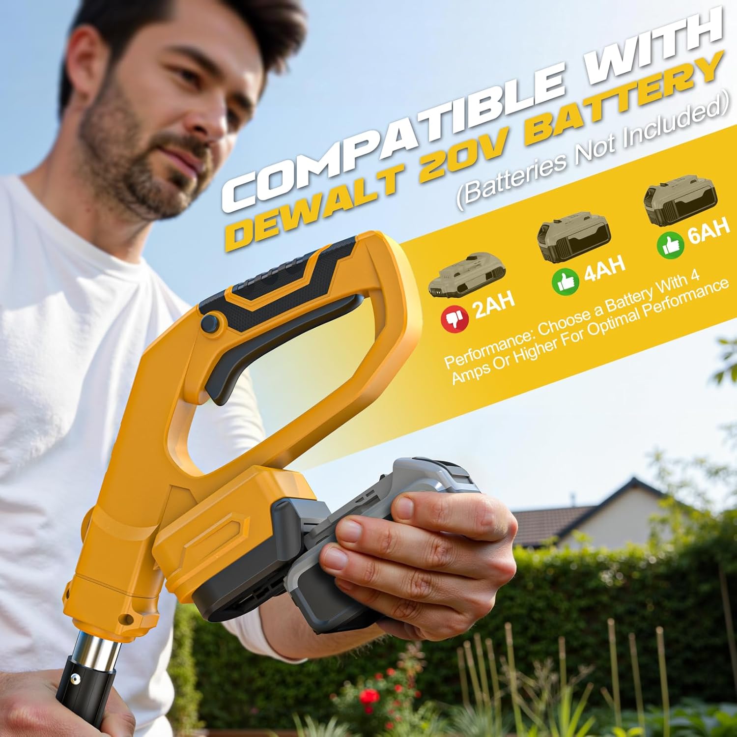 Cordless Tiller Cultivator Compatible with Dewalt 20V Battery (Tool Only), 450RPM Ecarke Electric Tiller for Gardening, 9"x6.3" Tilling, 48 Reinforced Steel Tines Rototiller for Lawn/Soil Cultivation