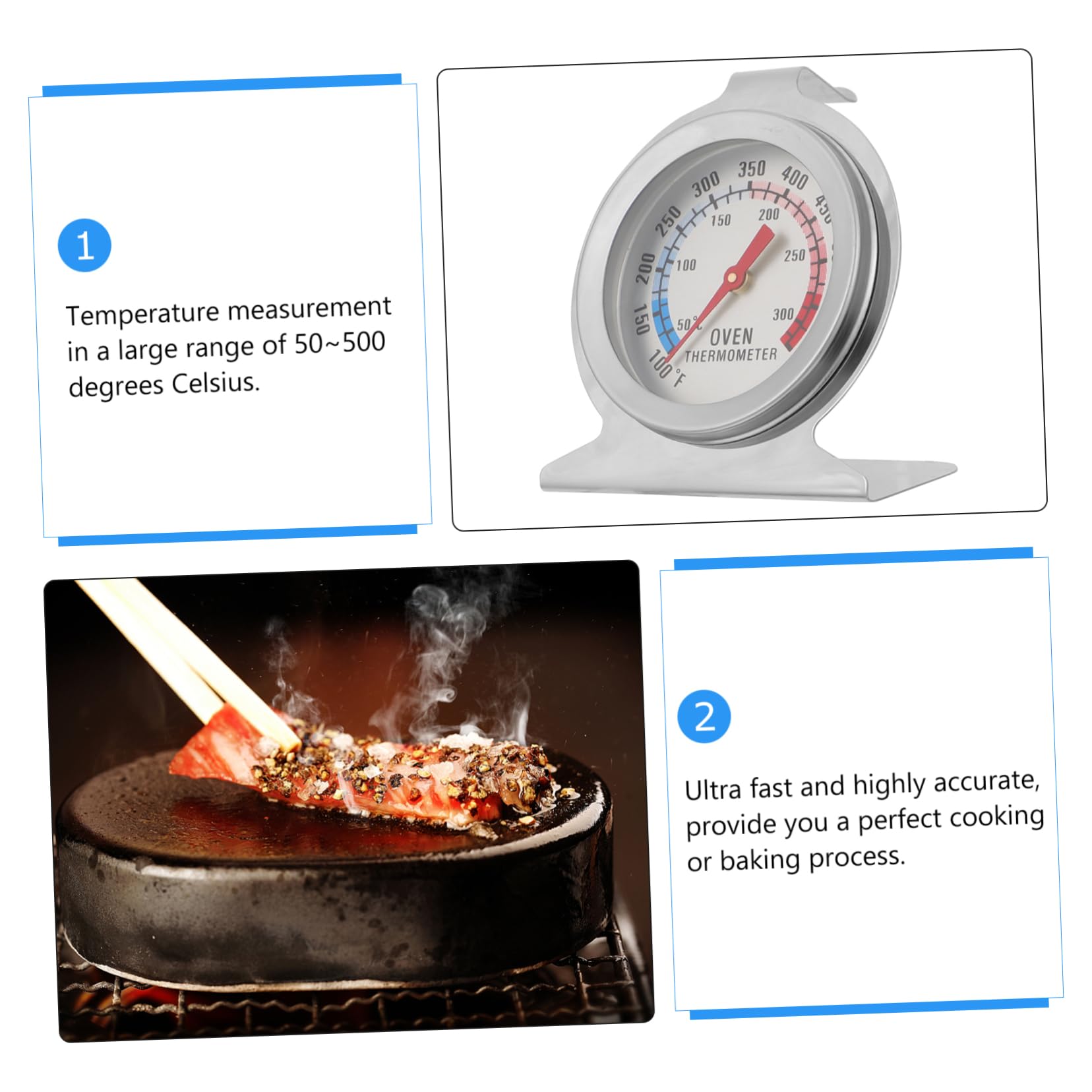 PRETYZOOM Essential Kitchen Gadget Hanging Oven Thermometer 50-300? Range Digital Cooking Thermometer for Baking Grilling Roasting