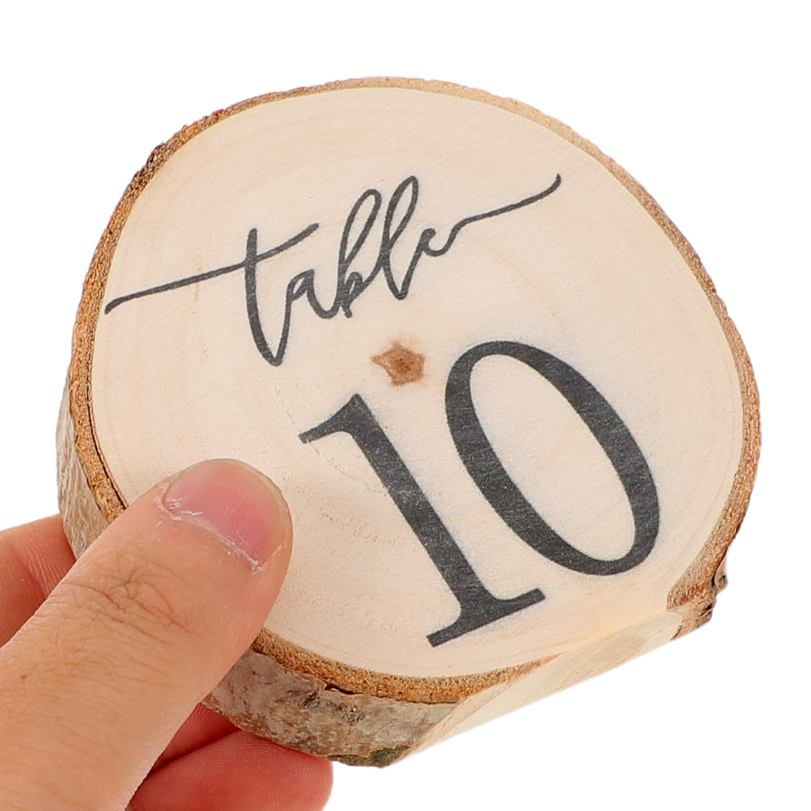 Numeri Tavolo Rustici Semicircolari in Legno 10 Pezzi Beige | Bark Naturale, Posizionamento Stabile, Uso per Compleanni e Anniversari, Finitura Artigianale