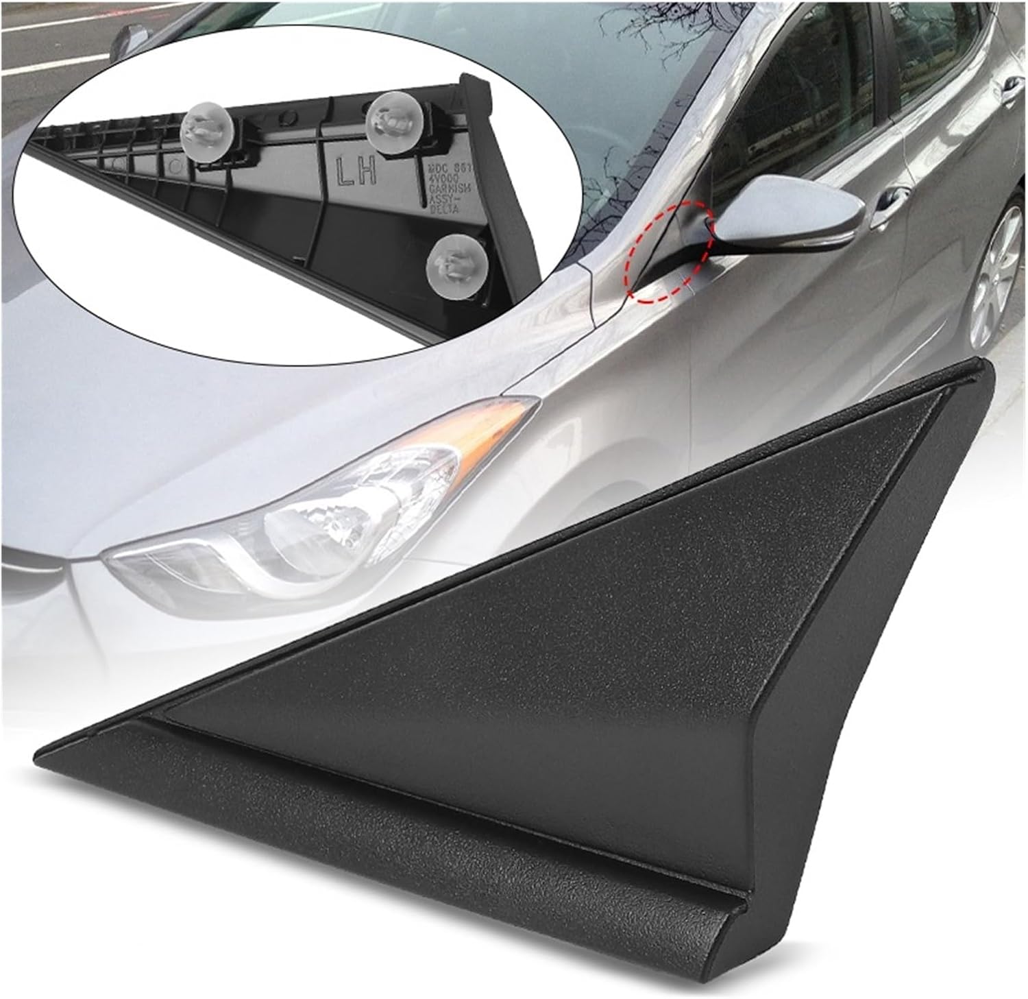 Door Mirror Pillar Side Corner Car Front Triangle Trim Cover Fit for Hyundai 2014 2015 2016(Left)