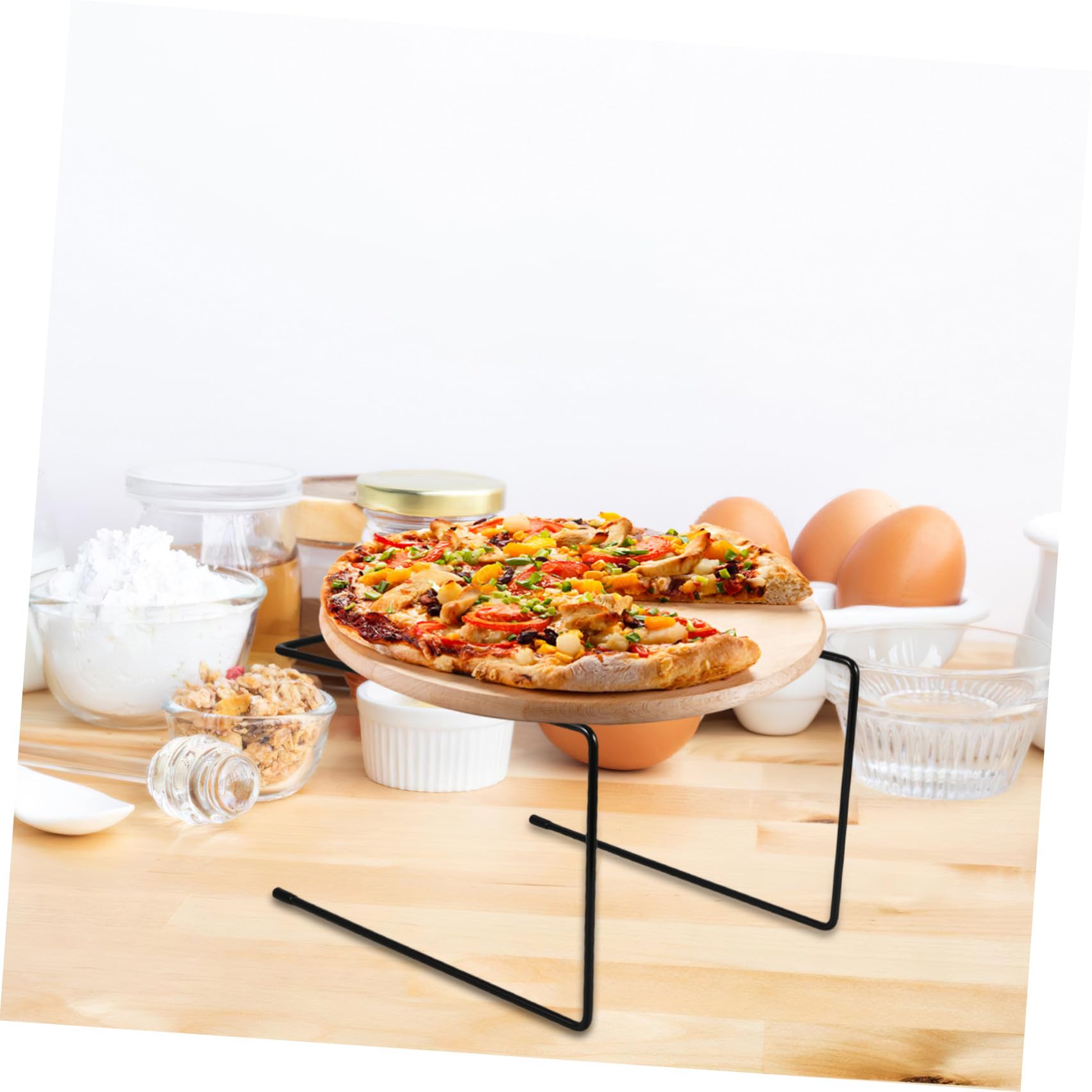 FRCOLOR 4 Pezzi Supporto per Pizza Espositore Versatile Design Impilabile in Ferro Nero Raffinato e Moderno per Ristoranti e Panetterie