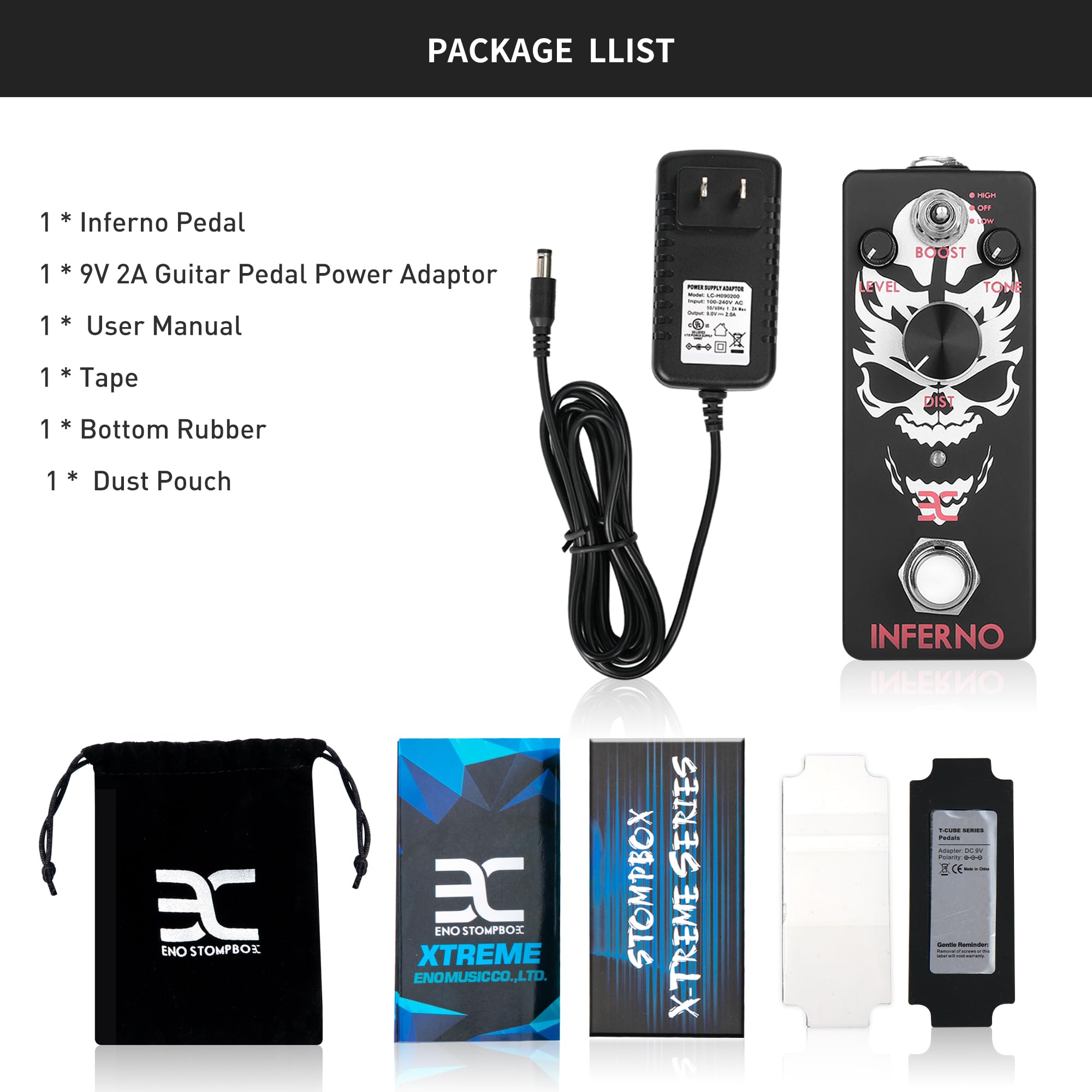 Amazon.com: EX-Inferno Metal Distortion Pedal + 9V 2A Guitar Pedal