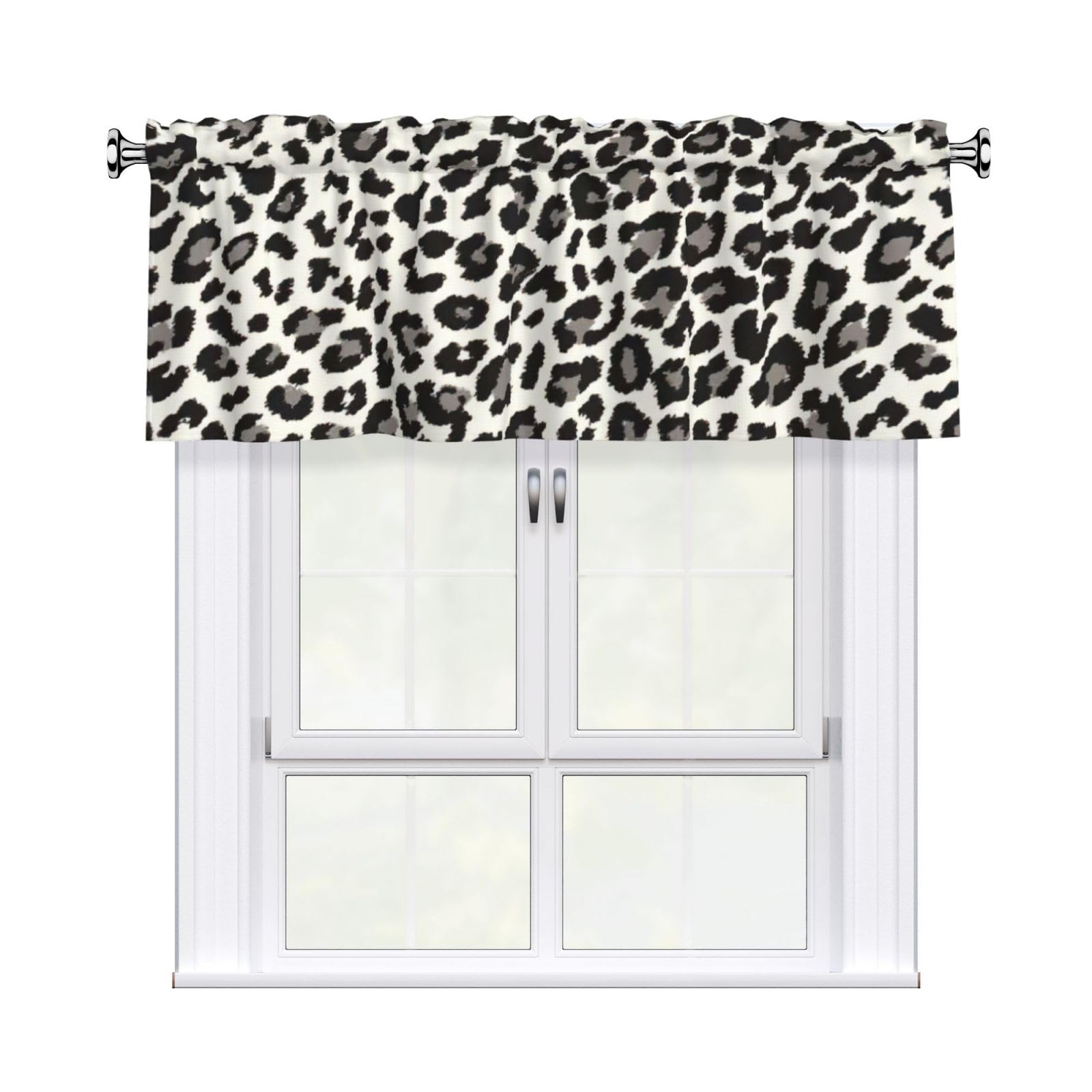 aacxzff Black Leopard Print Print Curtain Valance 54"x18" (WxL) for Kitchens Bathrooms Bedrooms Balconies Living Rooms