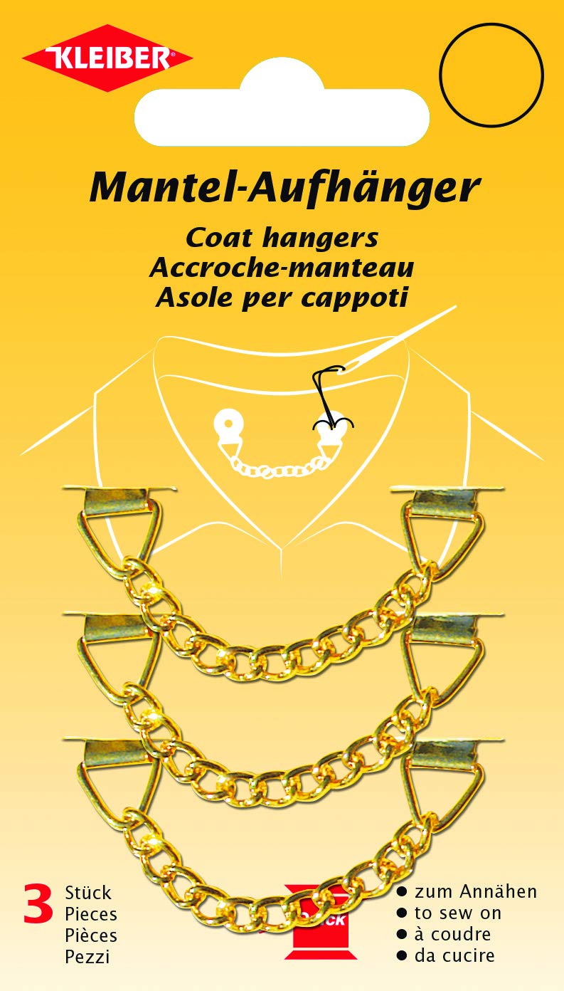 Kleiber Gold Sew-On Metal Coat Hangers, Set Of 3,