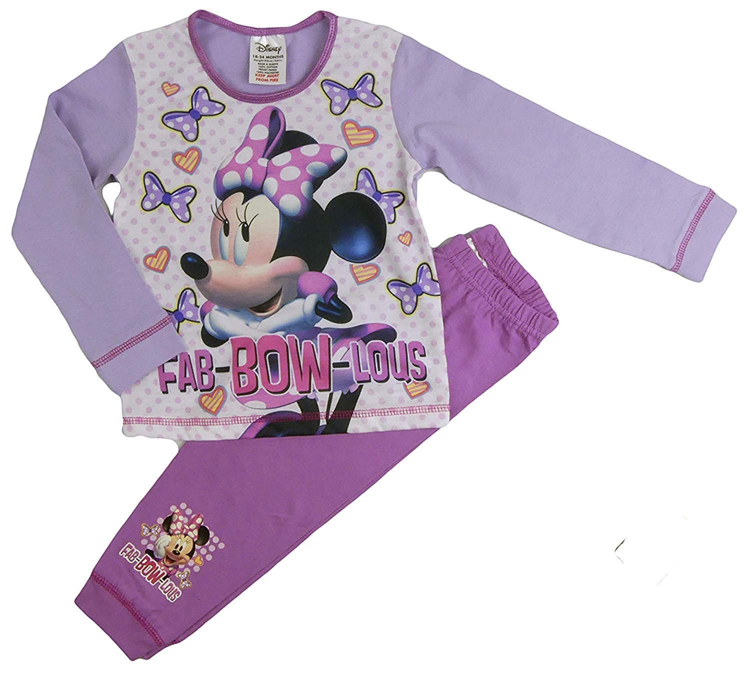 Girls Character Pyjamas Princess Little Mermaid Tinkerbell Minnie My Little Pony (Minnie Mouse, 18-24 Months)