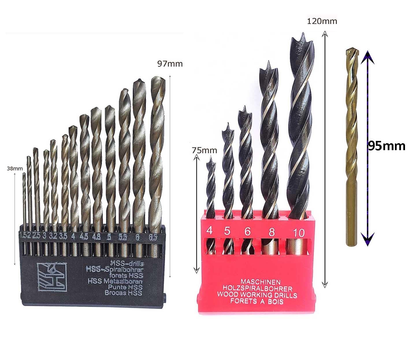 Inditrust New 6 Month Warranty 10mm Reversible Electric drill machine 400W with 1pc Masonry 5pc Wood 6pc Hole saw 13pc HSS Woo Drill bit set (Pack of 5) Pistol Grip Drill (BLUE) 100% Copper Winding - Image 8 thumbnail