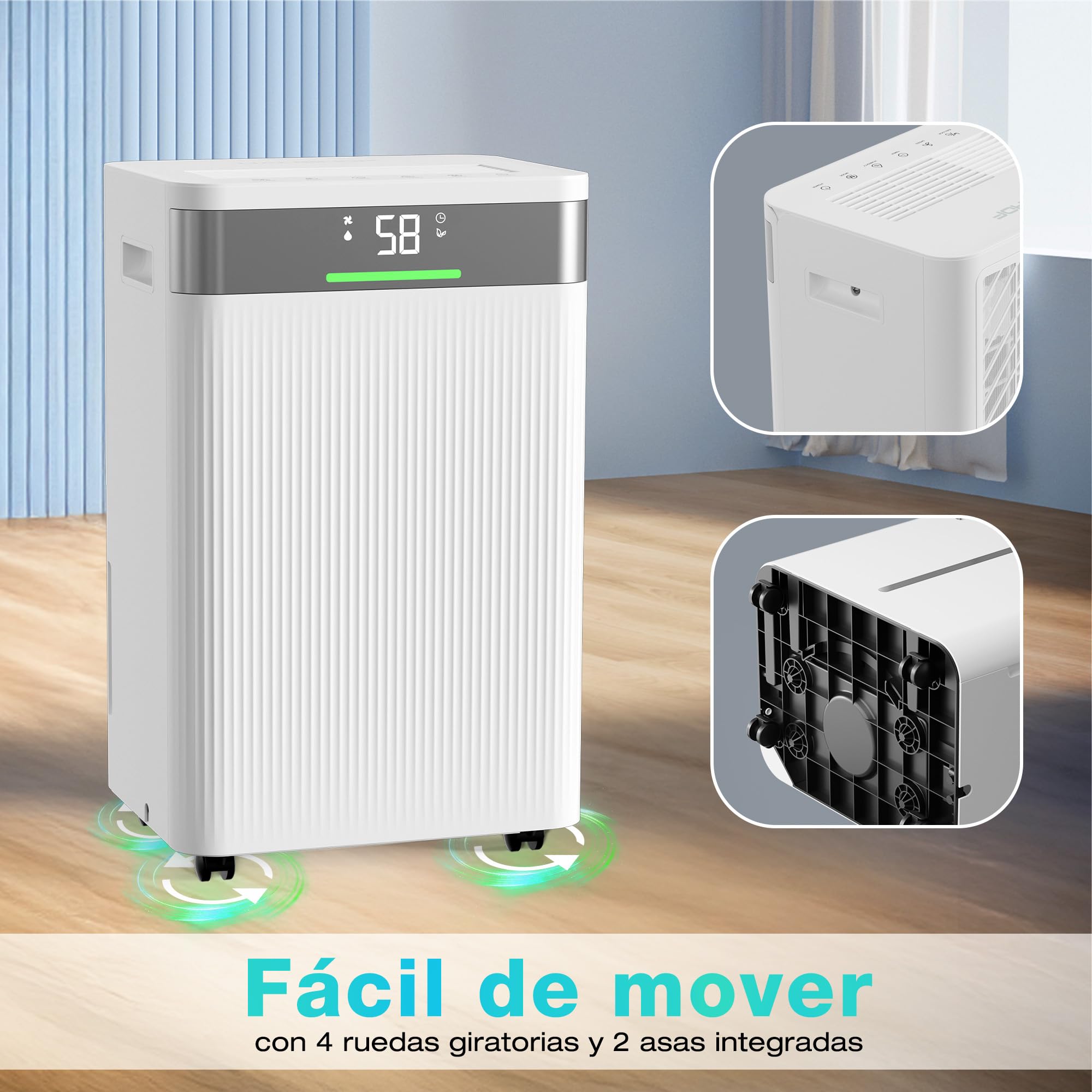 HAUSHOF Deshumidificador Eléctrico 20 L/Día, 41 dB Silencioso con Iones Negativos, Depósito 4,5 L y Pantalla LED, 3 Modos, Portátil para Dormitorios, Salón y Sótano (30 m²) | con Iones Negativos, Depósito 4,5 L y Pantalla LED, 3 Modos, Portátil para Dormi